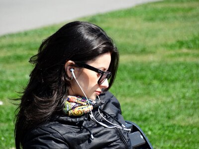 Nice headphones black hair photo