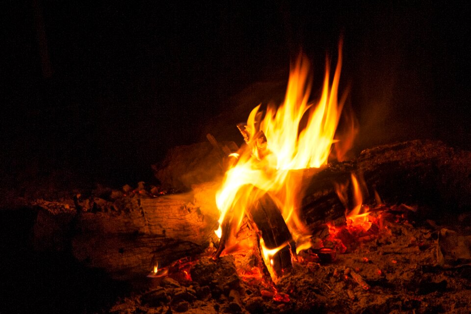 Campfire lighting fire