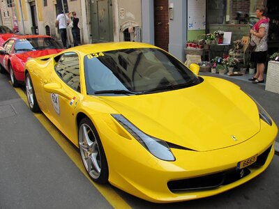 Yellow sports car parking