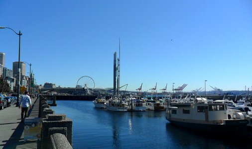 Water ferris wheel boardwalk photo