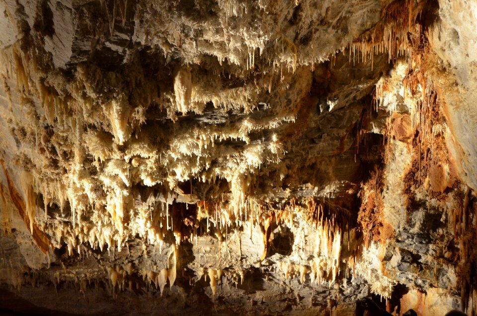 Stalactites underground caving