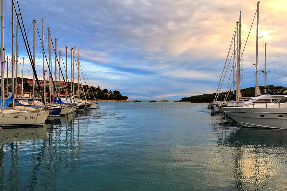 Boats sea sunset photo