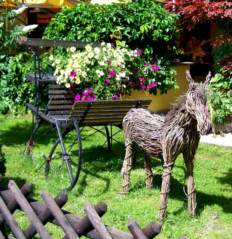 Garden decor wicker ass petunia
