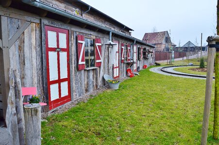 Farm buildings agriculture wooden construction photo