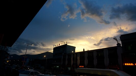 Tibet silhouette sunset