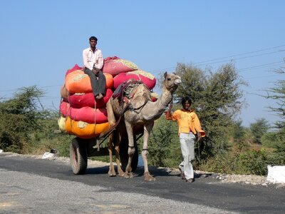 Desert ship overloaded traffic photo