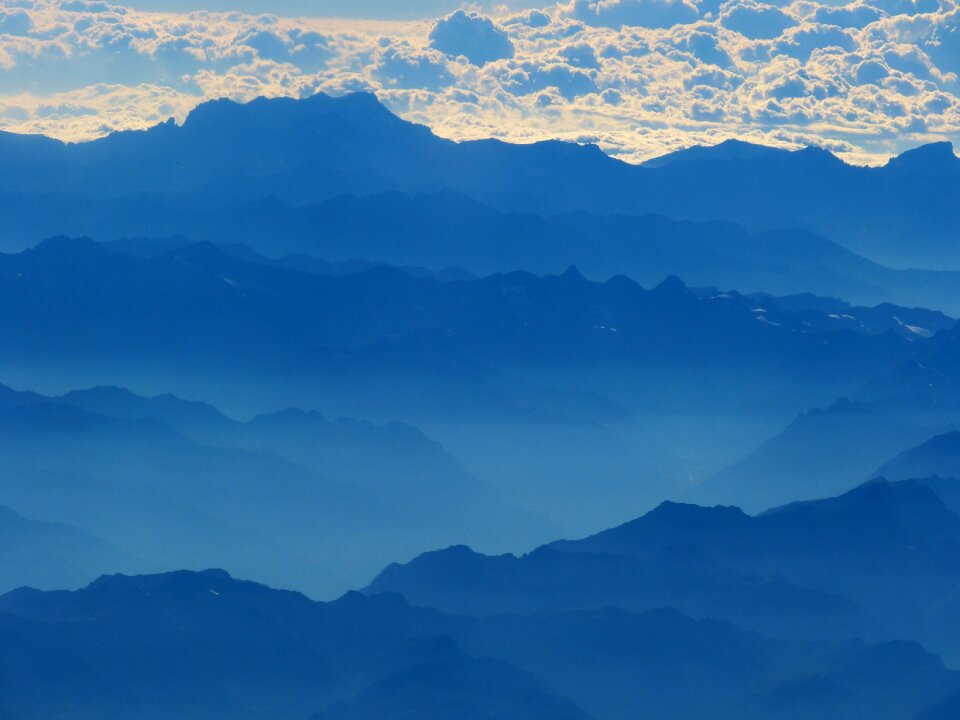 Flying aerial view mountains