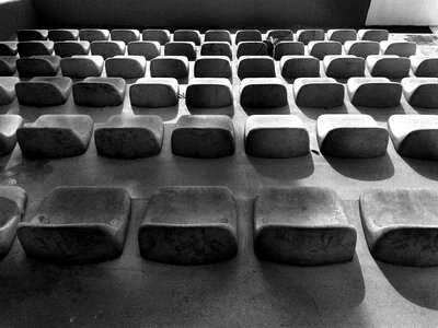 Seats black and white photo