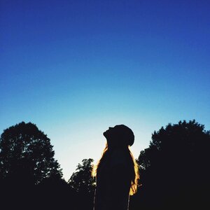 Silhouette long hair blue