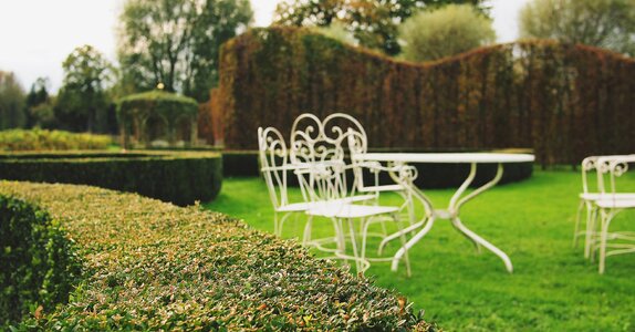 Tables chairs yard photo