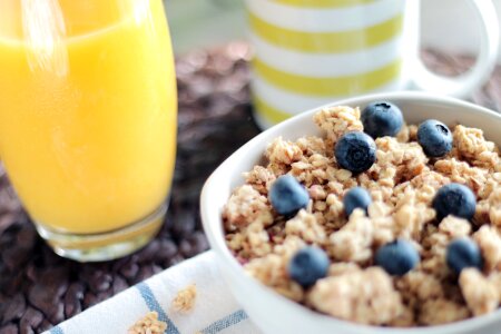 Breakfast juice blueberries photo