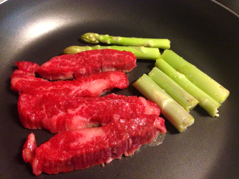 Meat asparagus food