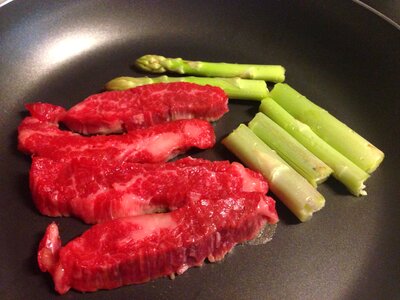 Meat asparagus food
