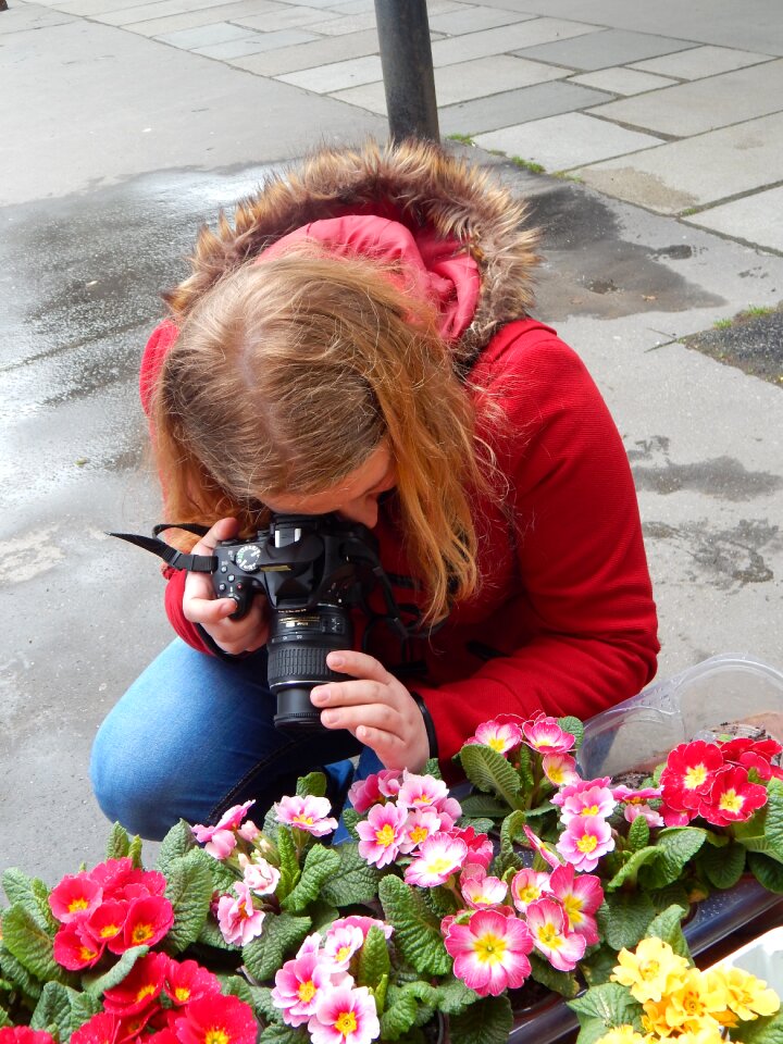 Girl spring flowers
