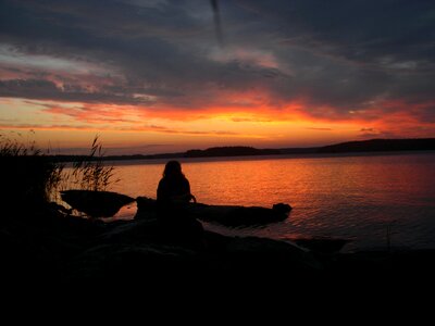The midnight sun midsummer silhouette