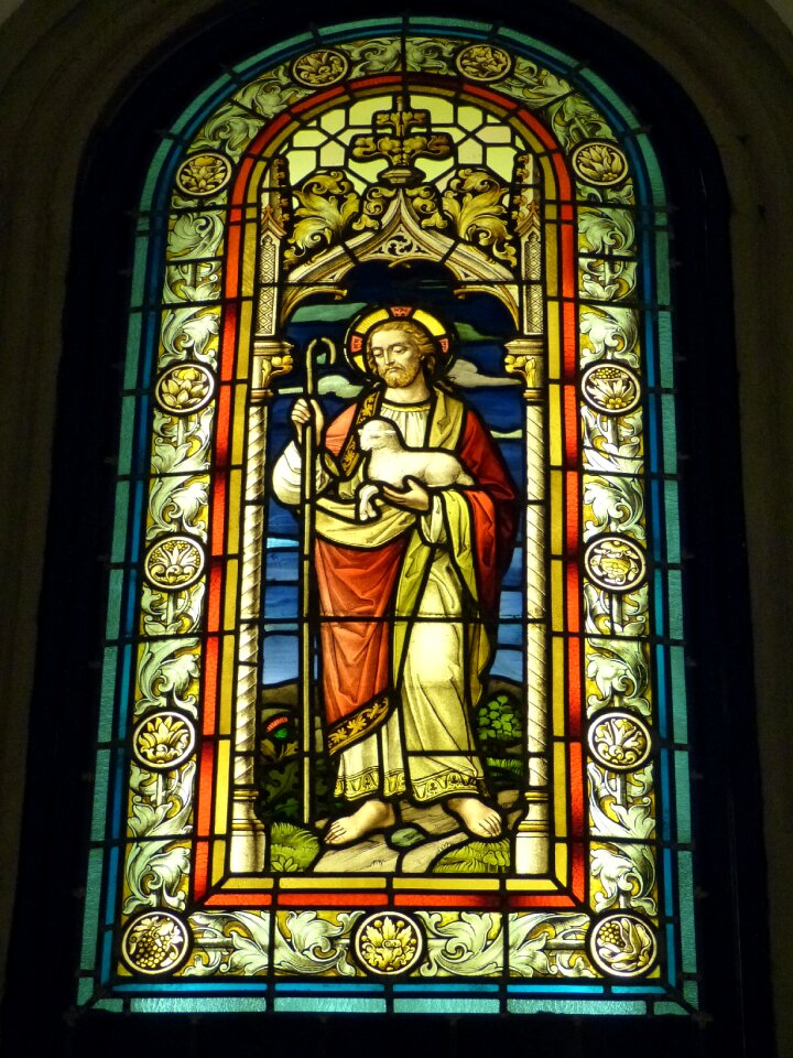 Church faith stained glass window