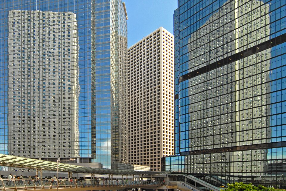 Skyscrapers mirroring architecture