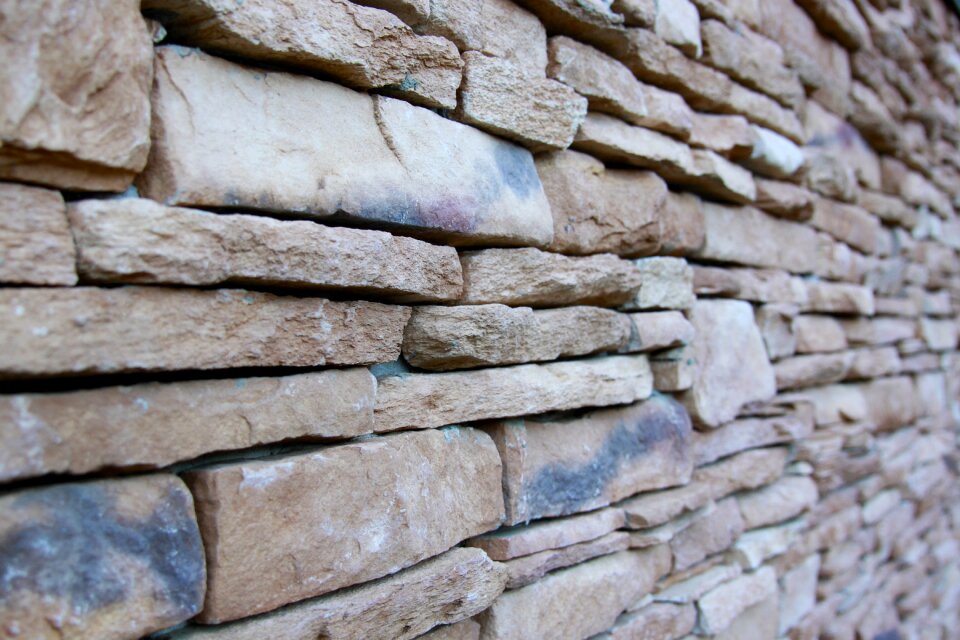 Masonry natural stone wall fixed