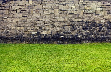 Green lawn historic walls