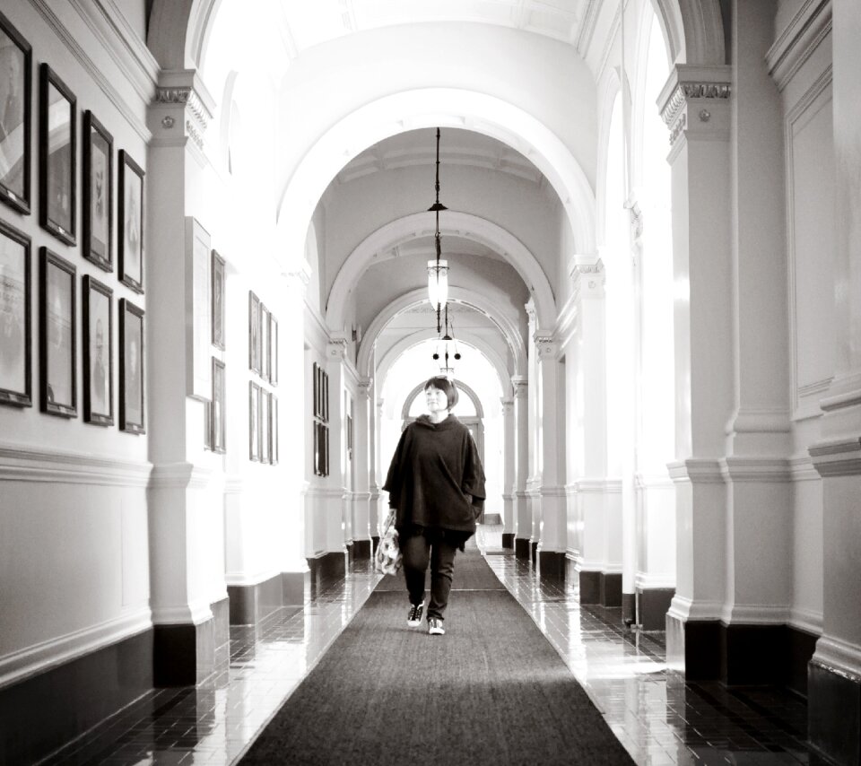 Gallery corridor people