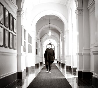 Gallery corridor people photo