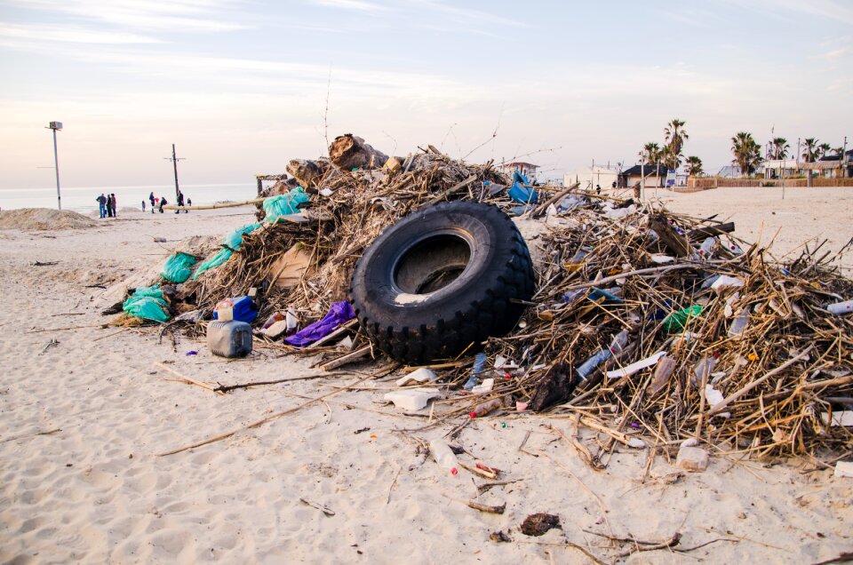 Beach trash garbage