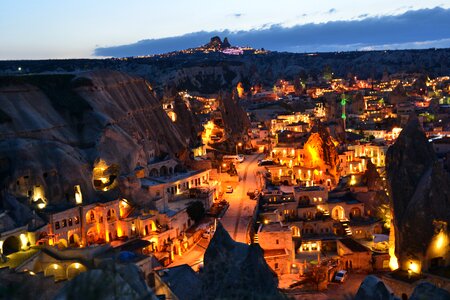Night view rock cave