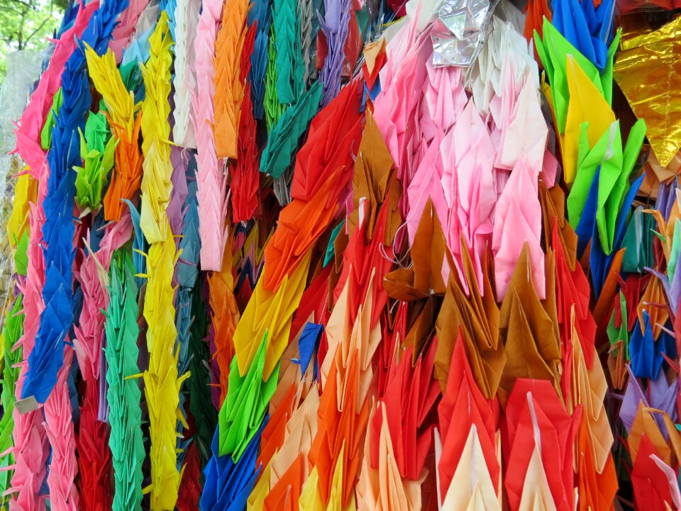 Origami cranes paper
