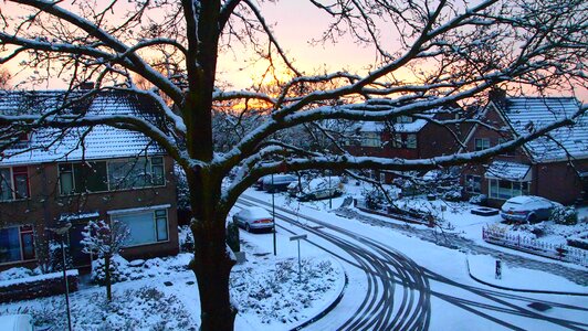 Snow sunrise winter photo