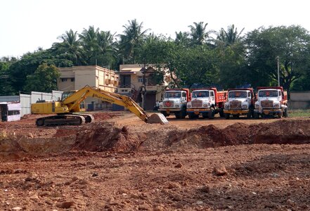 Heavy excavator earth photo