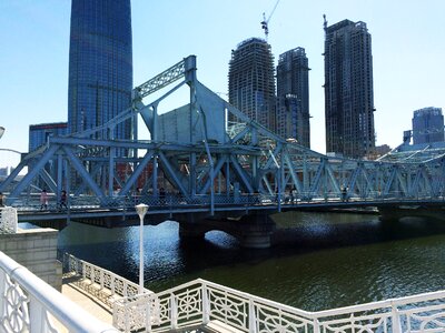 The iron bridge road bridge tall buildings