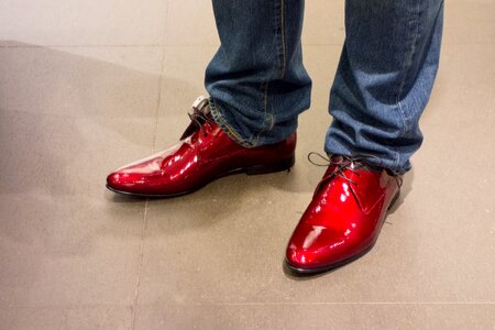 Red paint shoes going out