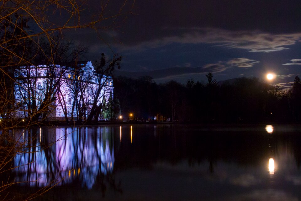 Night lake moonlight