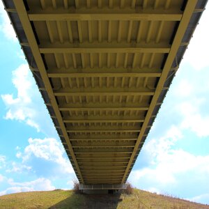 Railway bridge perspective below photo