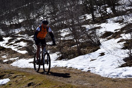 Snow cyclist sports photo