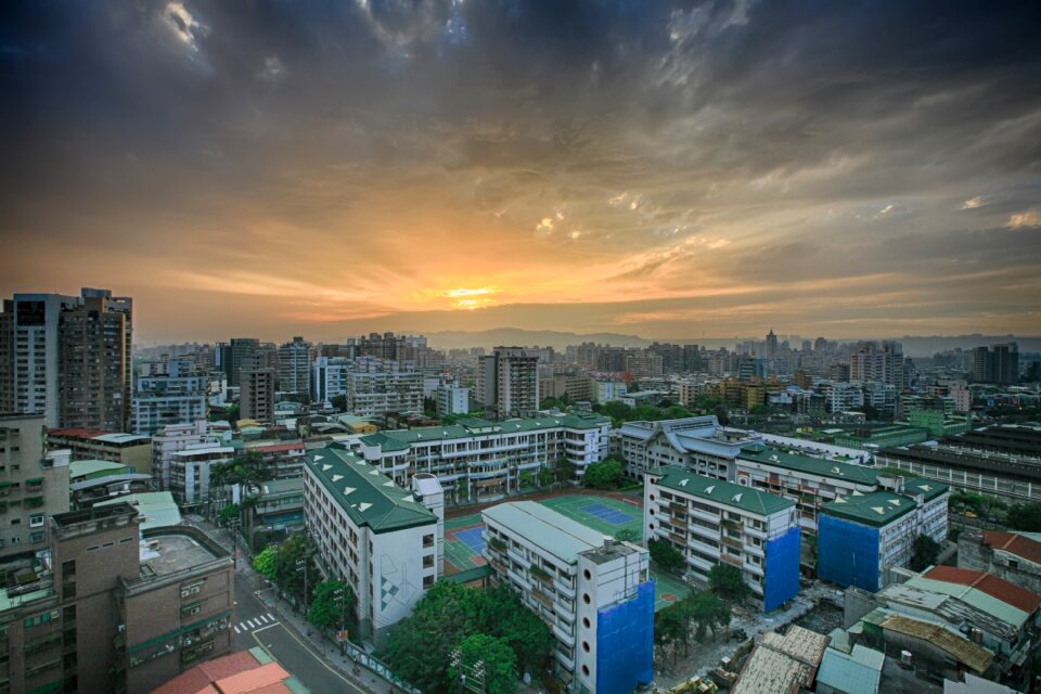 Taipei the evening sun street view