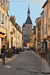 Pedestrian street houses burgundy photo