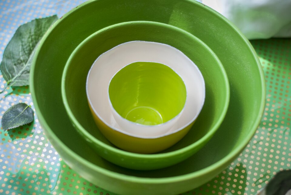 Green ceramic pottery