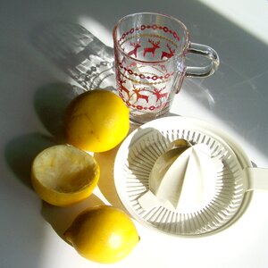 Yellow fruit light shadow still life