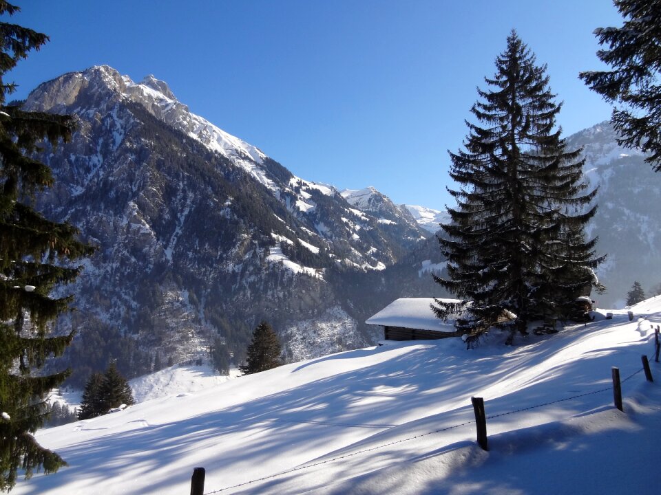 Winter mountain landscape snow photo