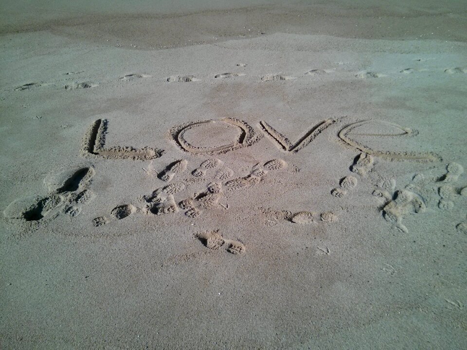 Writing beach valentine