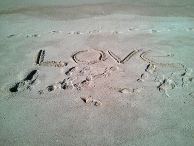Writing beach valentine