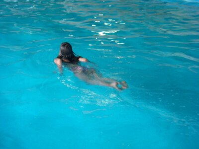 Swimming pool blue bikini