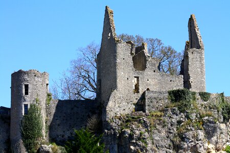 France stone ruins castle remains medieval france photo