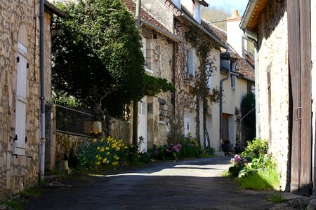 Narrow french street medieval houses
