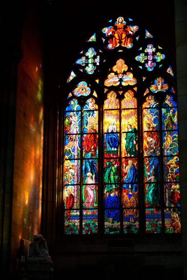 Stained glass window highlights colors