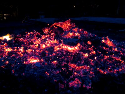 Hot campfire wood photo