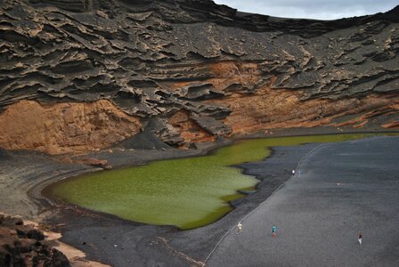 Green lake volcanic landscape photo