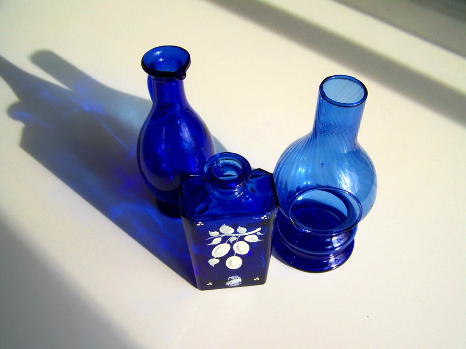 Blue glass objects light shadow ornaments photo