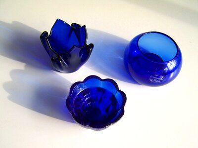 Blue glass objects light shadow ornaments